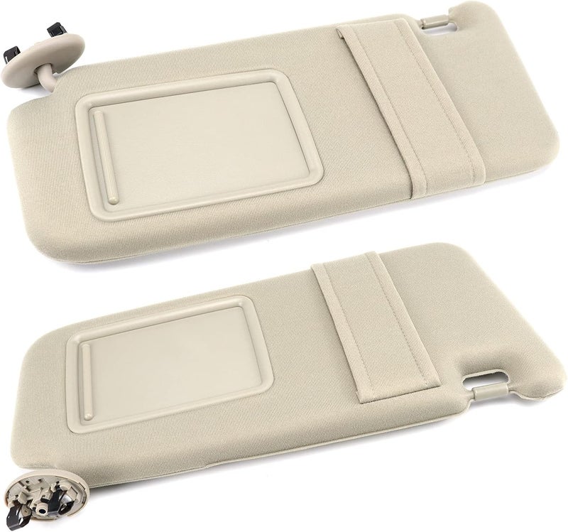 FEXON Pair Sun Visor Left Driver Right Passenger Side Compatible with 2007 2008 2009 2010 2011 Toyota Camry Hybrid Without Sunroof and Light (Beige) - Image 1
